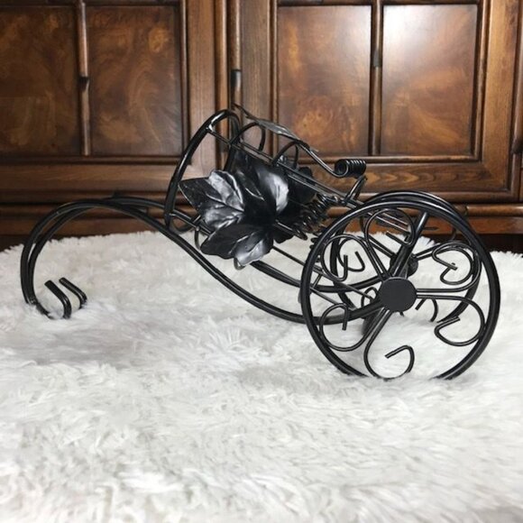 NWOT Black Metal Grapevine Scroll Wine Cart Display - Picture 4 of 9